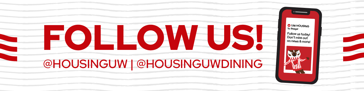 Follow us on social media web banner graphic with handles and iPhone