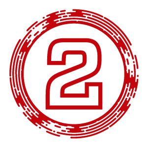 Red circle number two icon