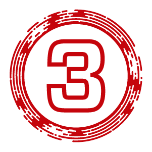 Red circle number three icon