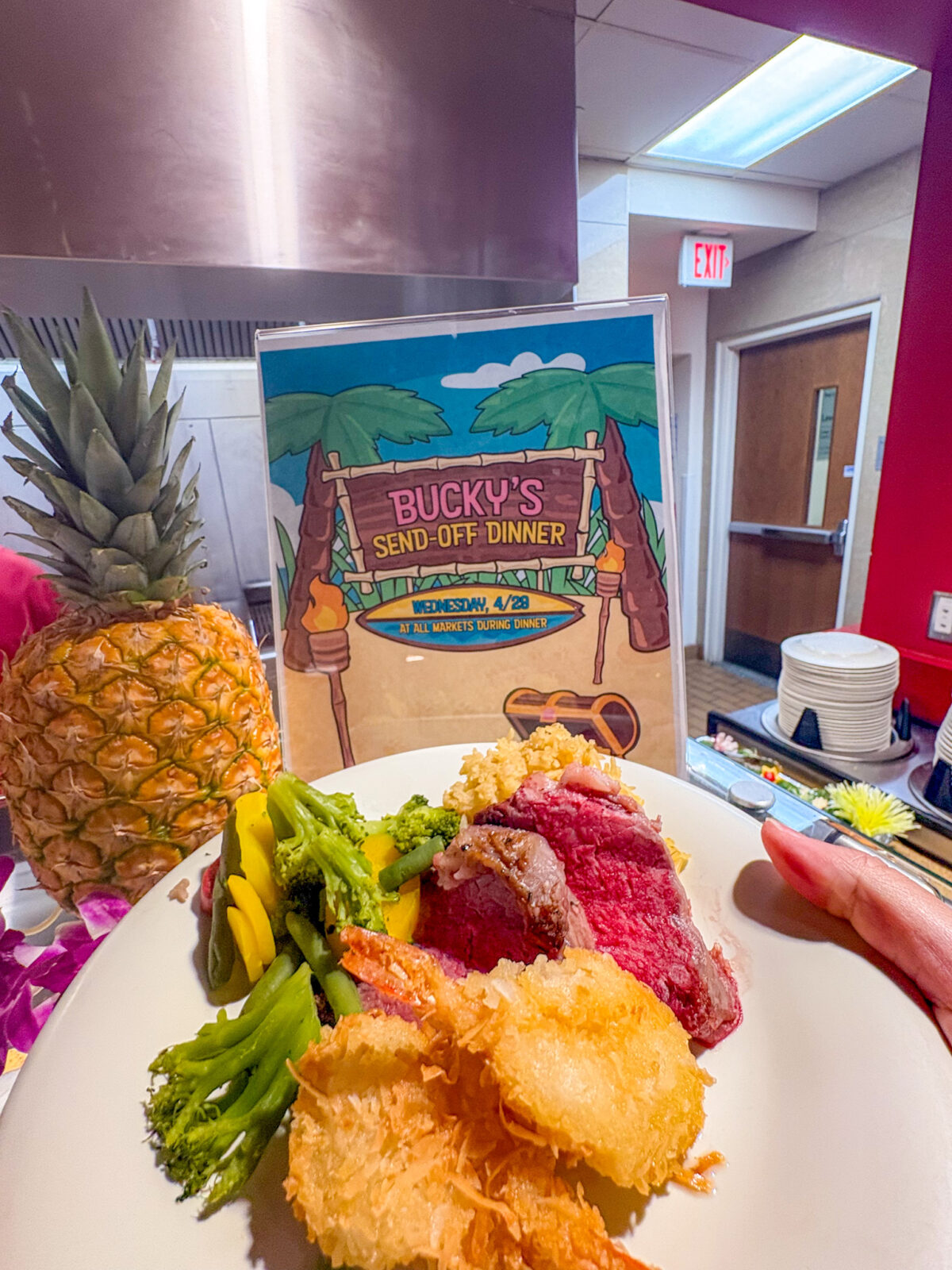 Bucky's Send Off Dinner special items on a plate
