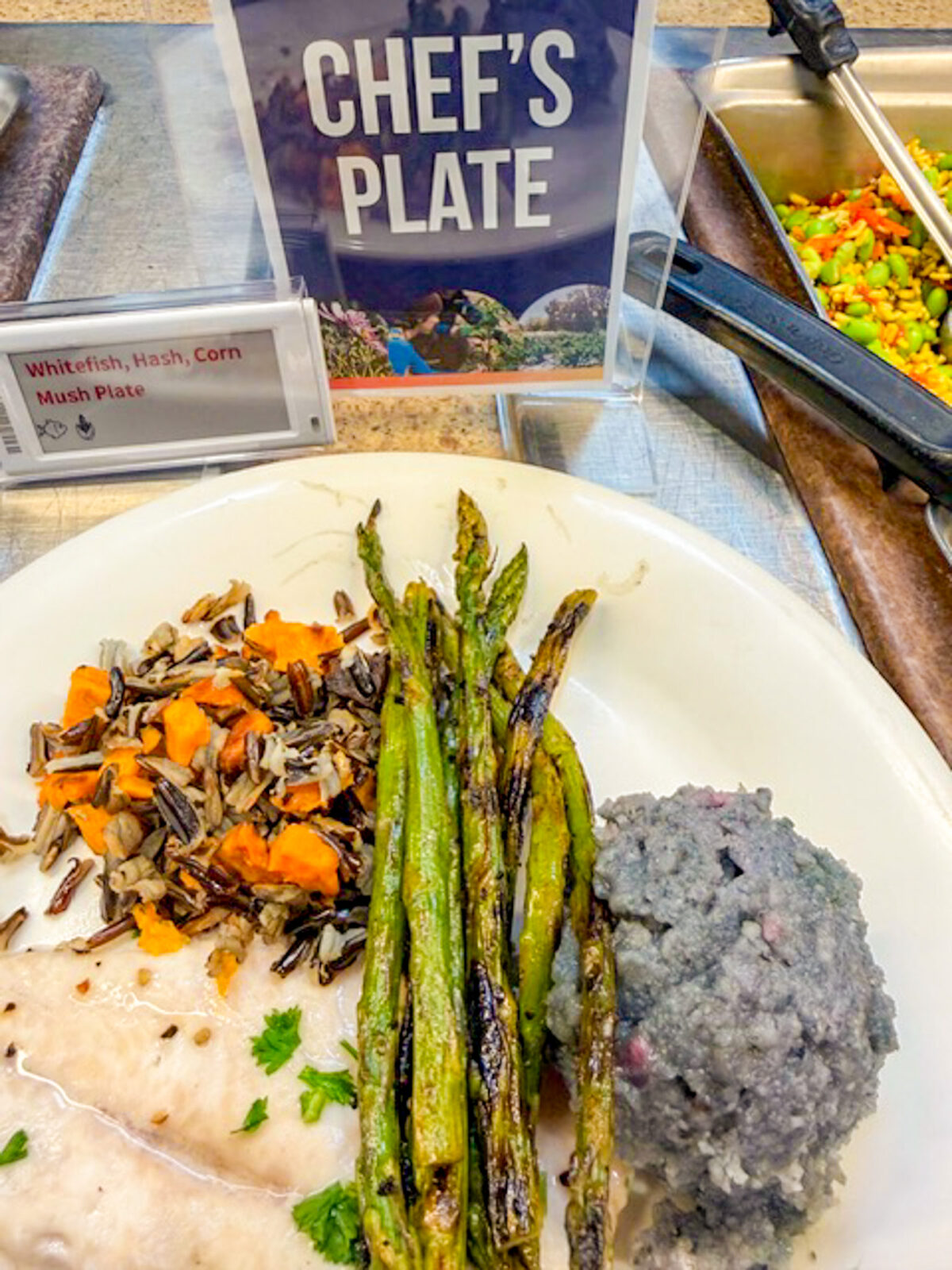 Earth Day lunch specials on a plate with Chef's Plate sign