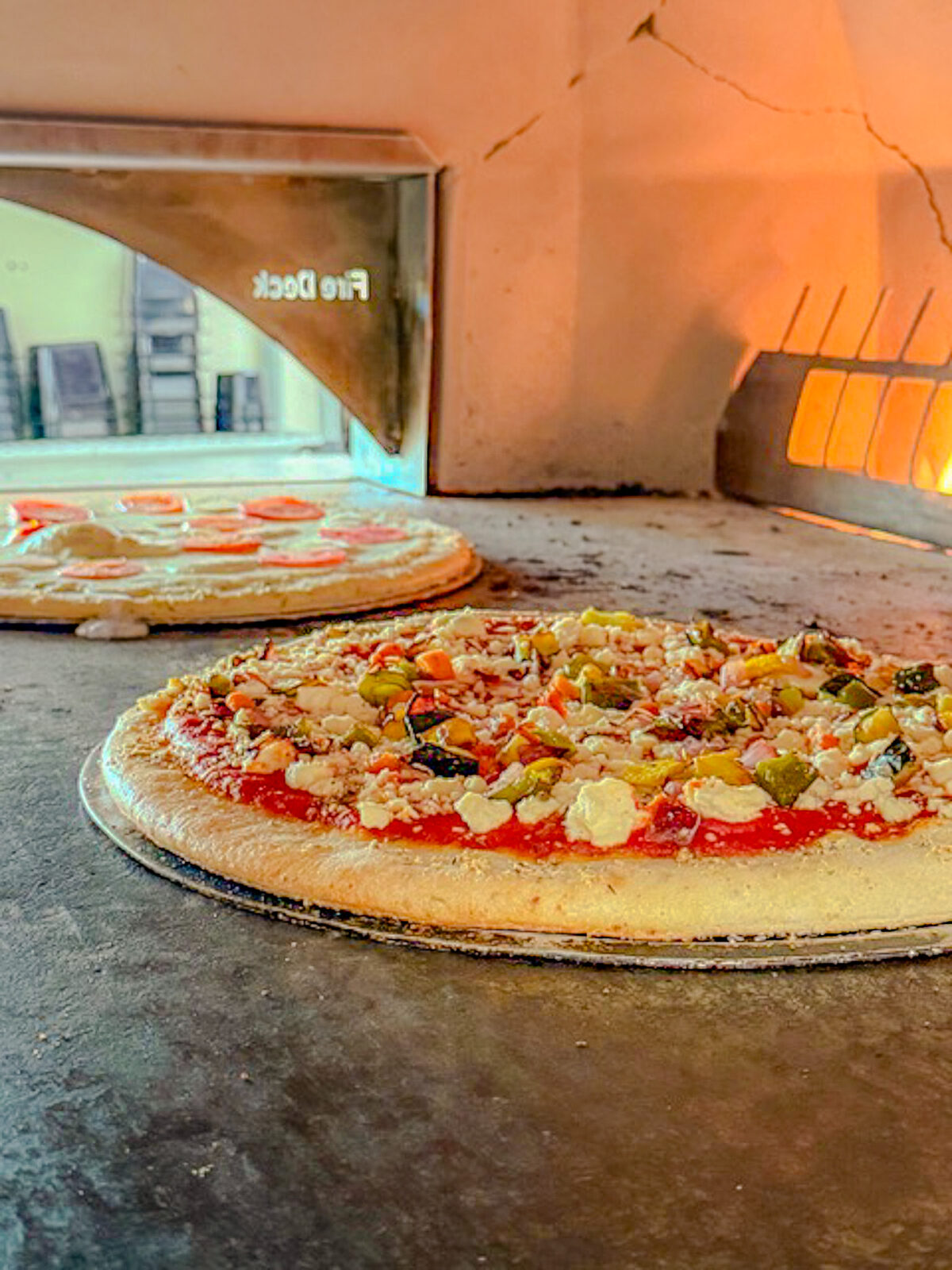 Earth Day lunch special pizzas in wood fire oven