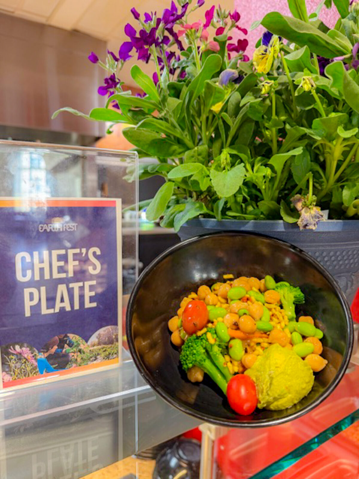 Earth Day lunch specials on a plate with Chef's Plate sign