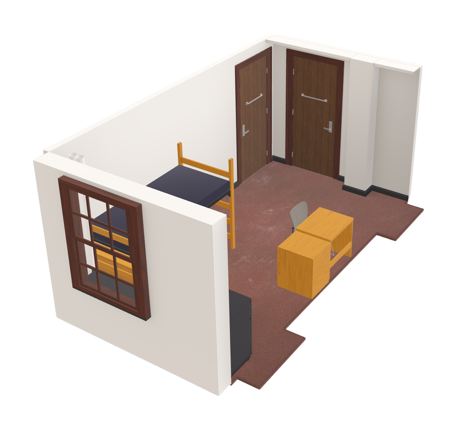 Adams Connected Triple 3D Model Side View