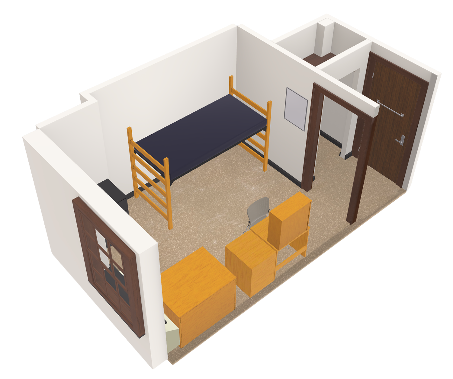 Adams Connected Triple 3D Model Side View