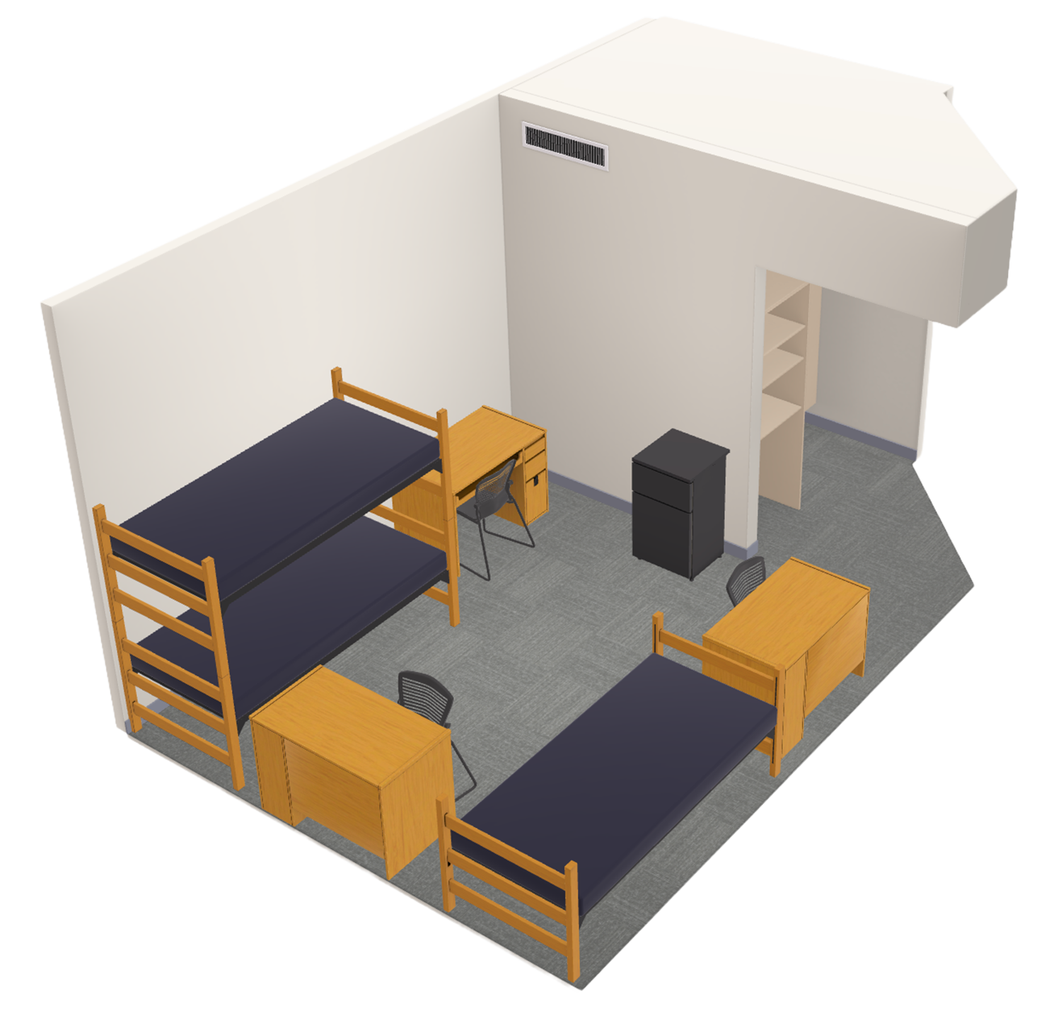Leopold triple 3D model side view