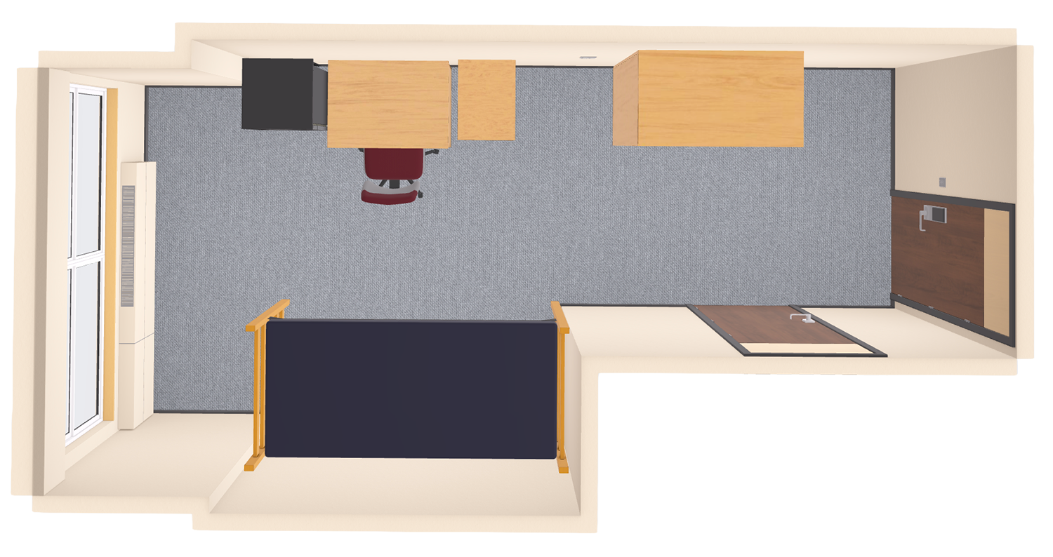 Lowell Single With Shared Bath 3D model top view