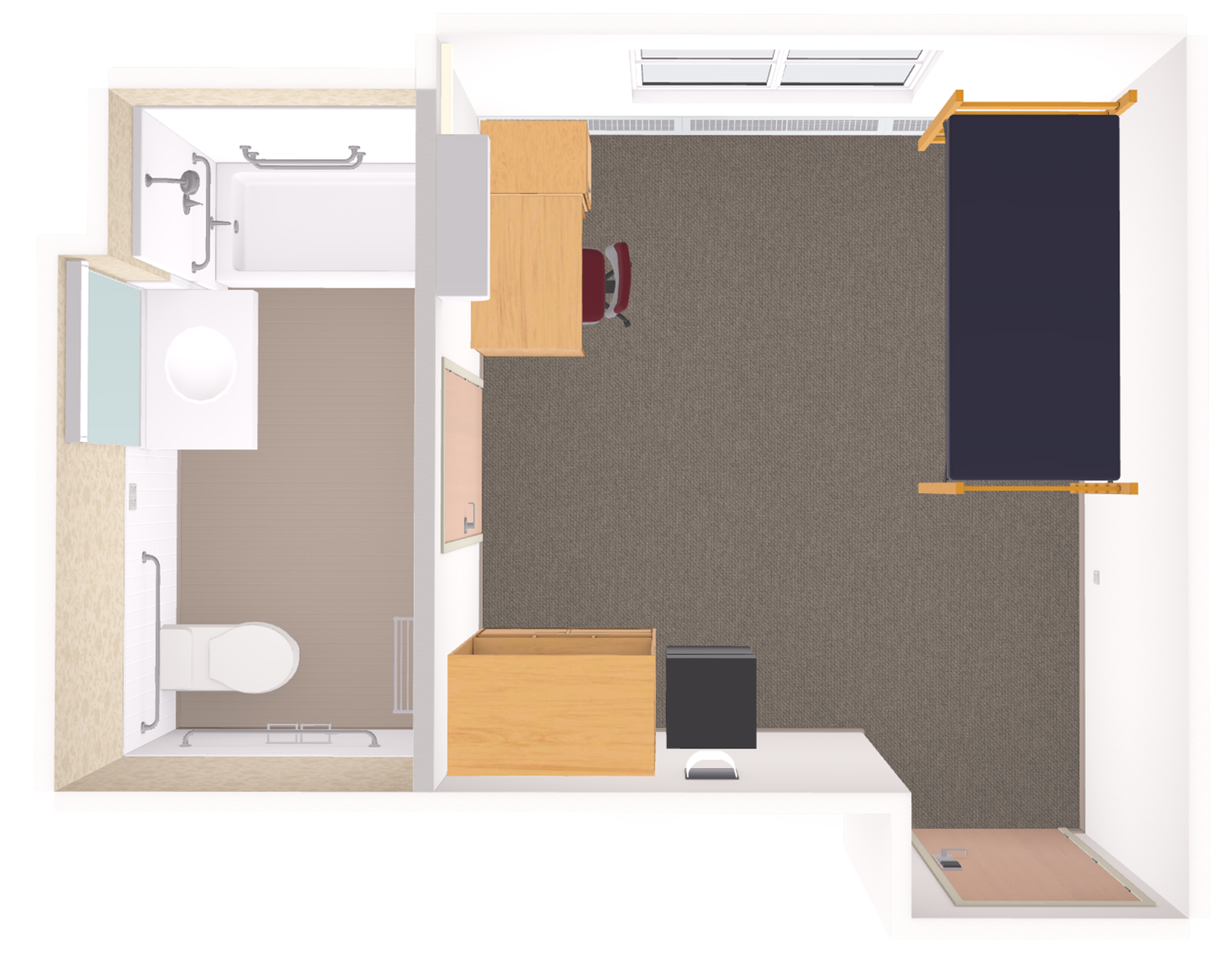 Lowell Single With Bath 3D model top view