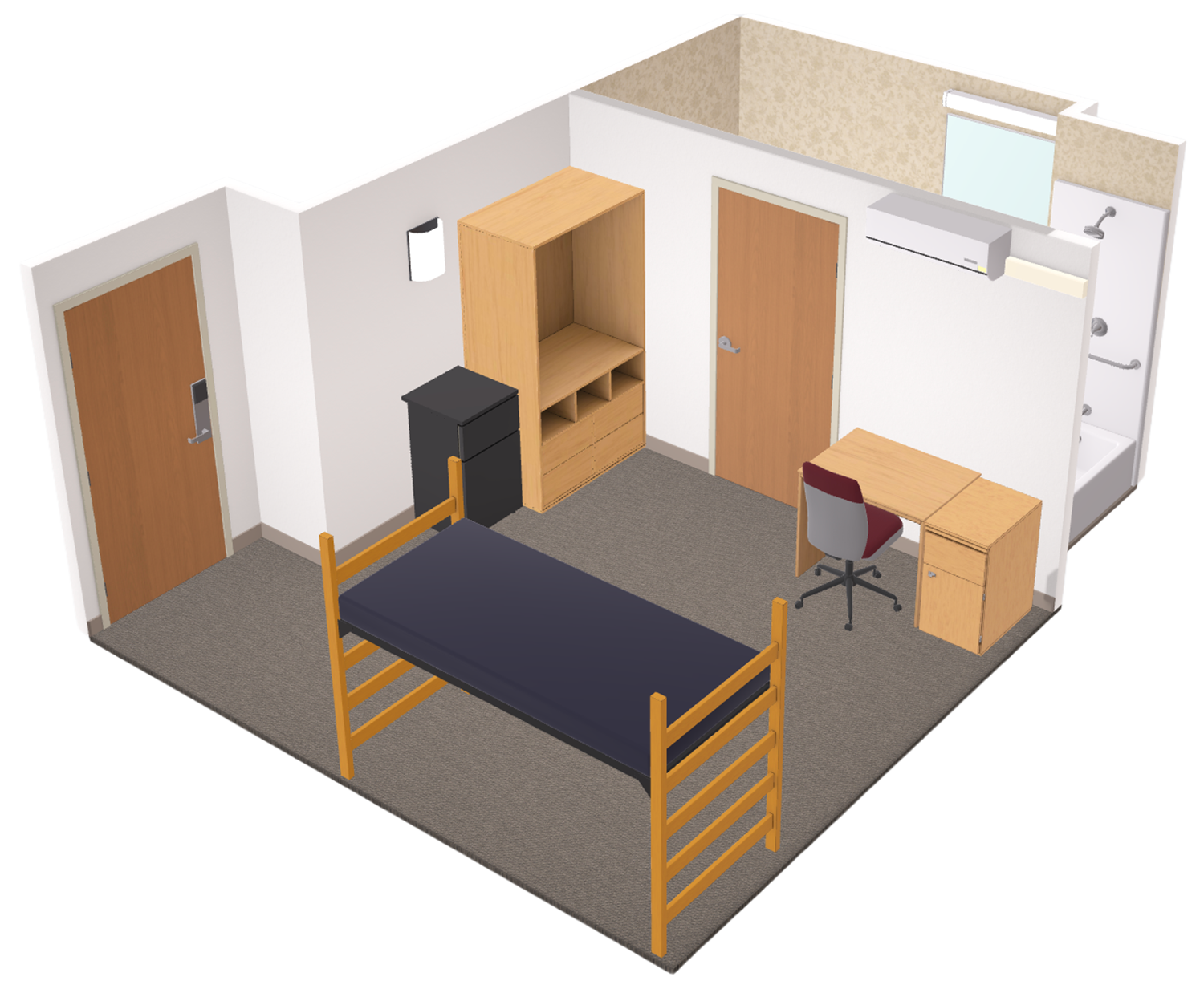 Lowell Single With Bath 3D model side view