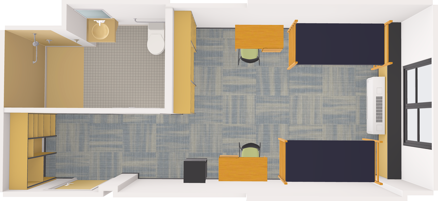 Ogg Double With Bath 3D model top view