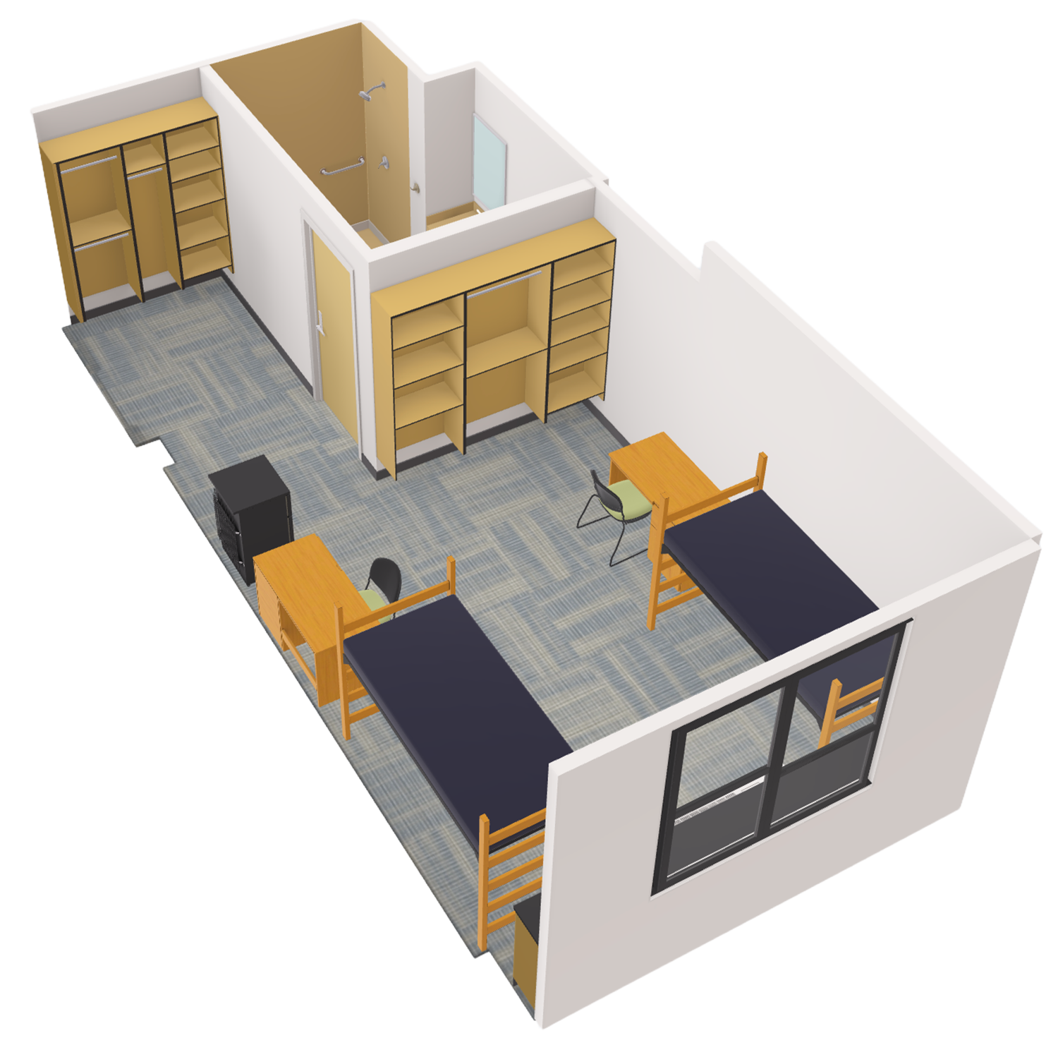 Ogg Double With Bath 3D model side view
