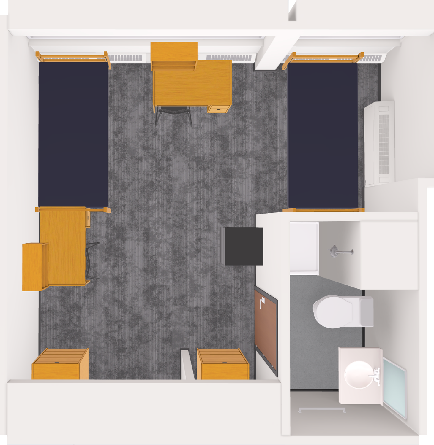 Phillips Double With Bath 3D model top view