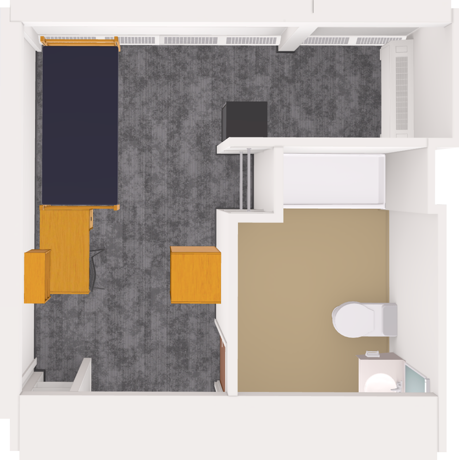 Phillips Single With Bath 3D model top view