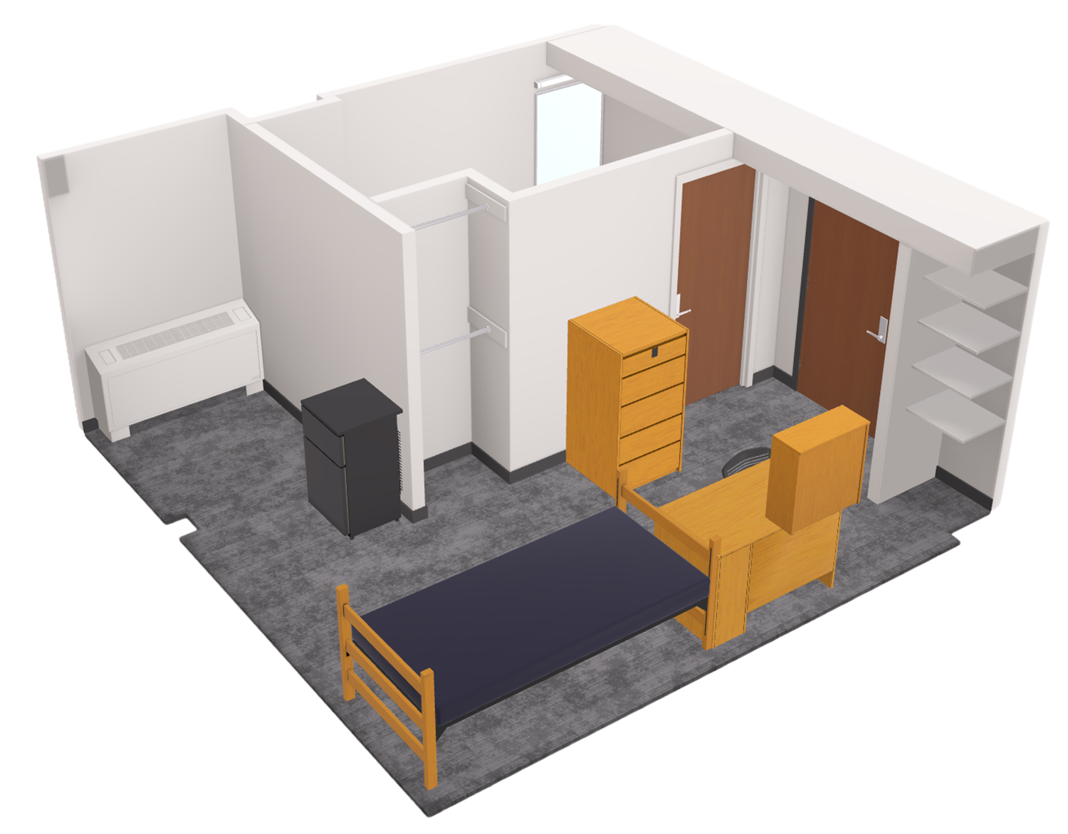 Phillips Single With Bath 3D model side view