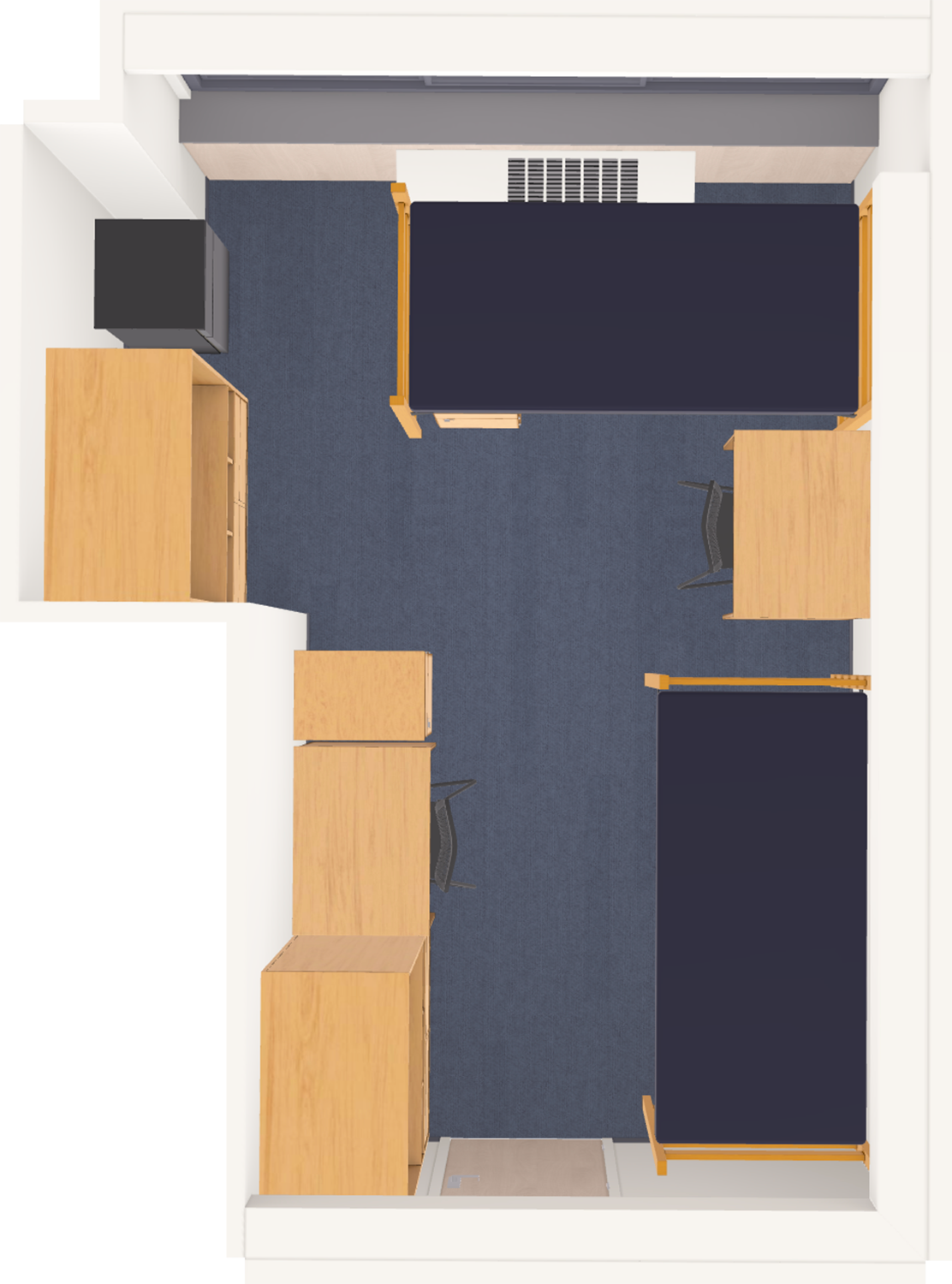 Sellery 3 Window Double 3D Model top view