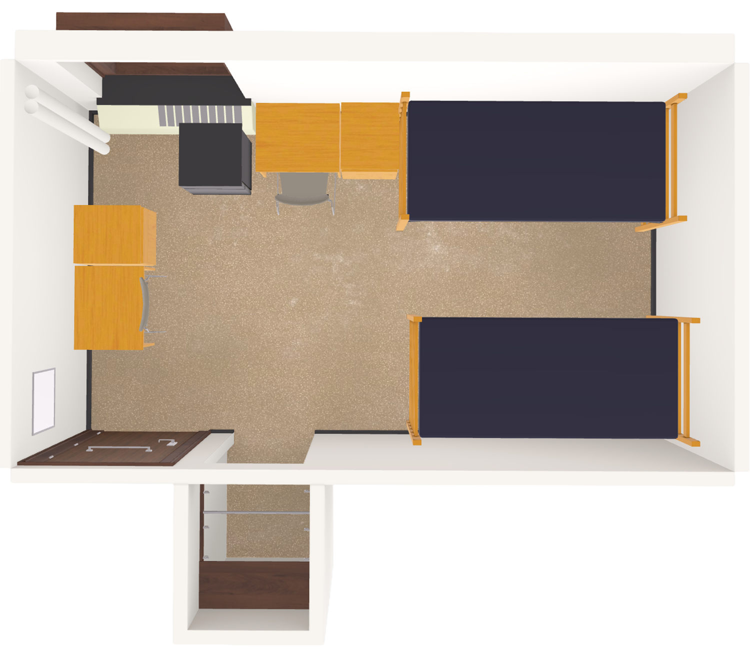 Tripp Type B Double 3D Model top view