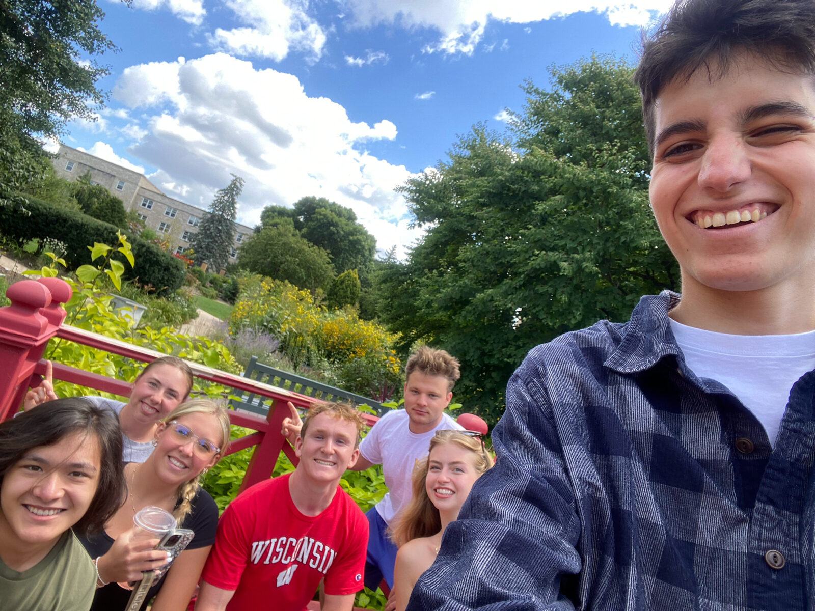 Spark residents take a selfie in Allen Centennial Gardens.