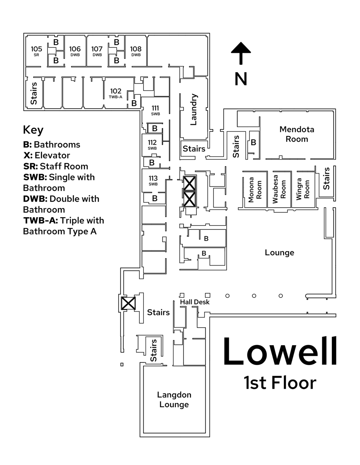 A floor plan image of Lowell's lower level.
