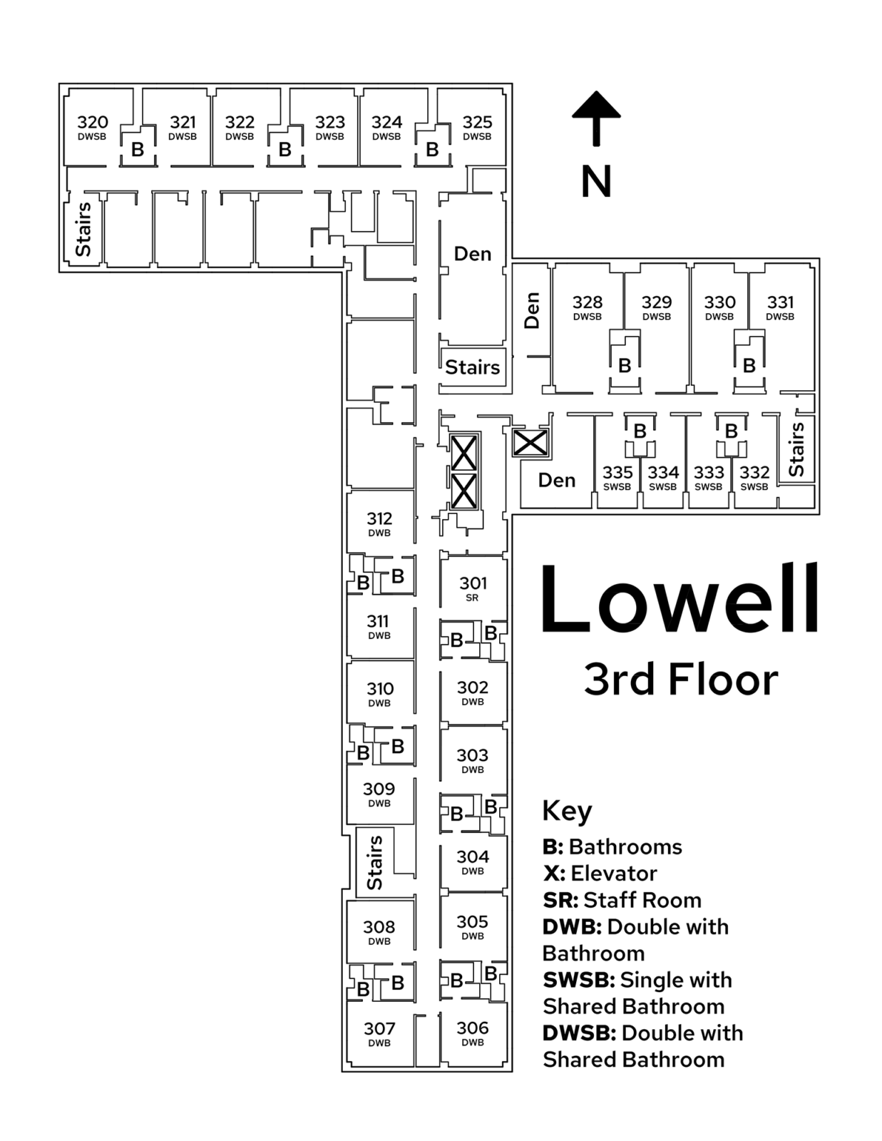 A floor plan image of Lowell's 3rd floor.