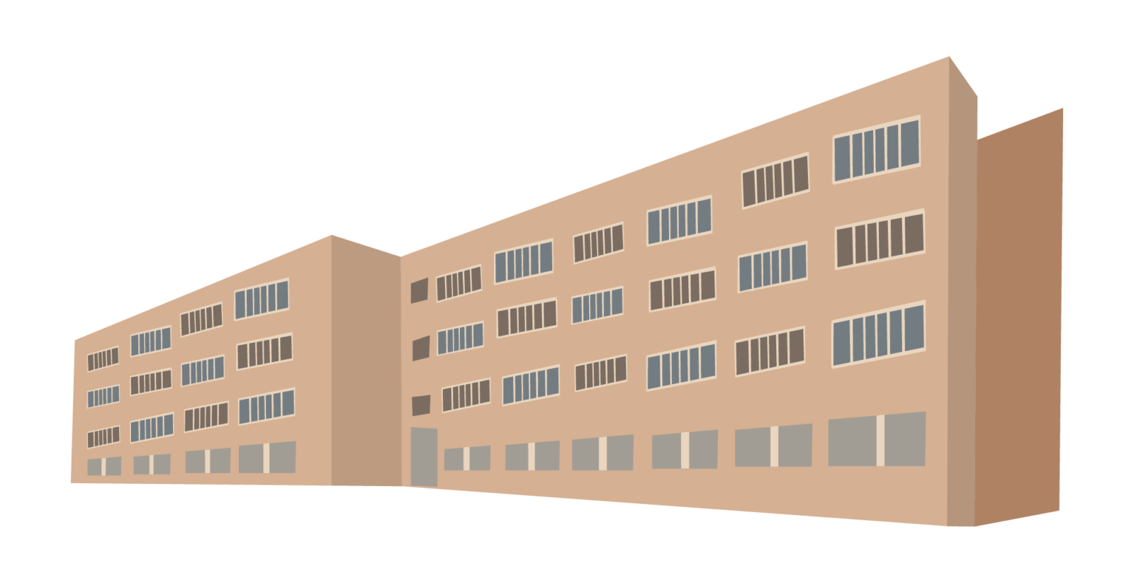 A line art drawing of Bradley Residence Hall
