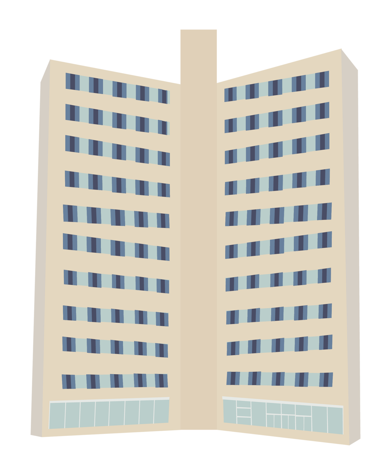 A line art drawing of Chadbourne Residence Hall