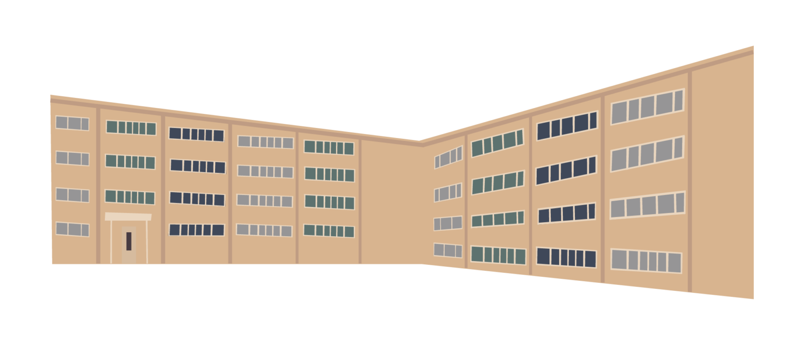 A line art drawing of Sullivan Residence Hall