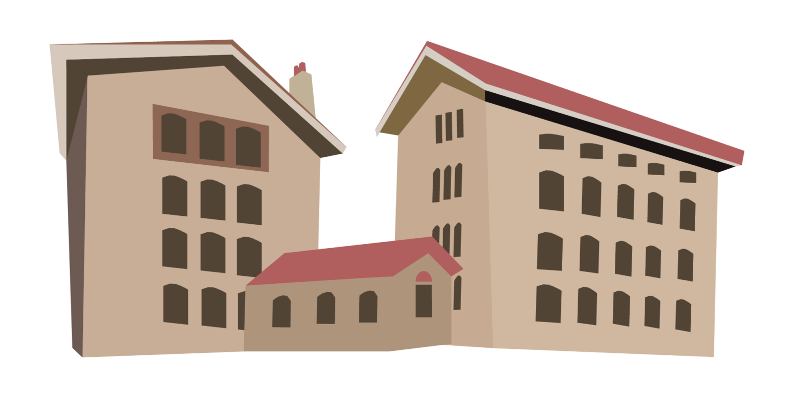 A line art drawing of Tripp Residence Hall