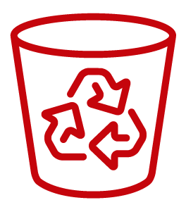 Red recycling bin icon
