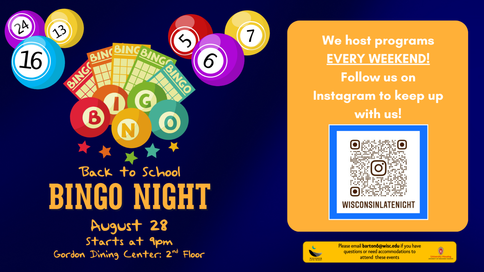 wisconsin late night back to school bringo event flyer