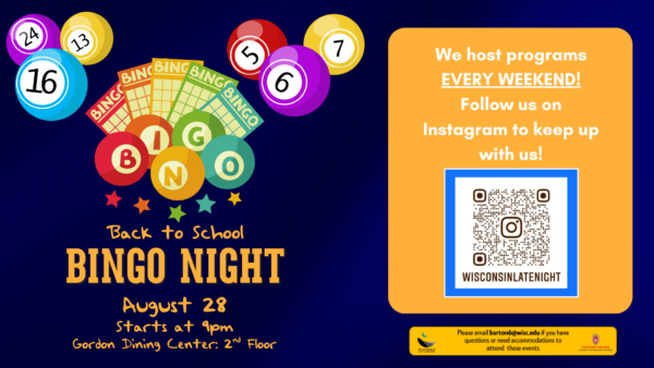 wisconsin late night back to school bringo event flyer
