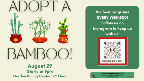wisconsin late night flyer for adopt a bamboo event