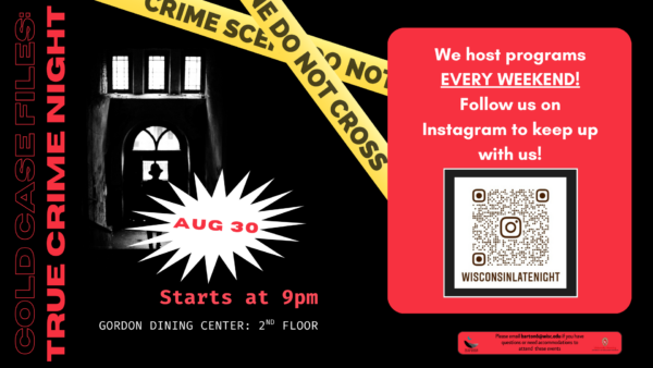 wisconsin late night flyer for true crime night event