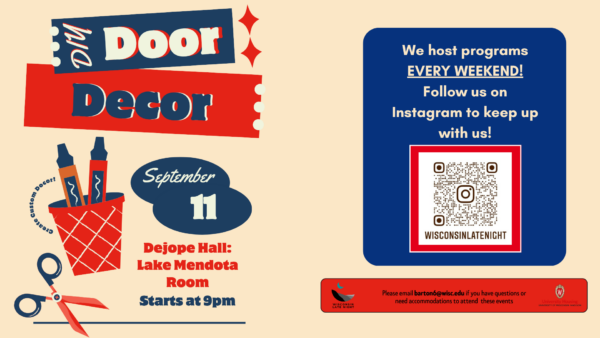 wisconsin late night diy door decor event flyer