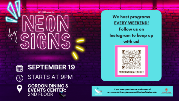 wisconsin late night diy neon sign event flyer