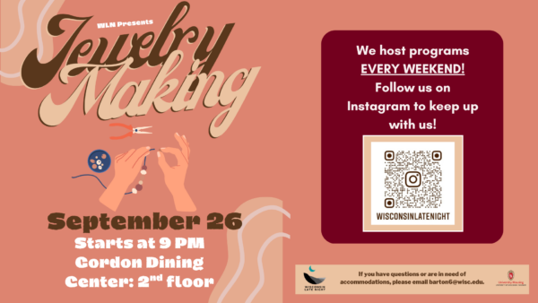 wisconsin late night jewelry making event flyer