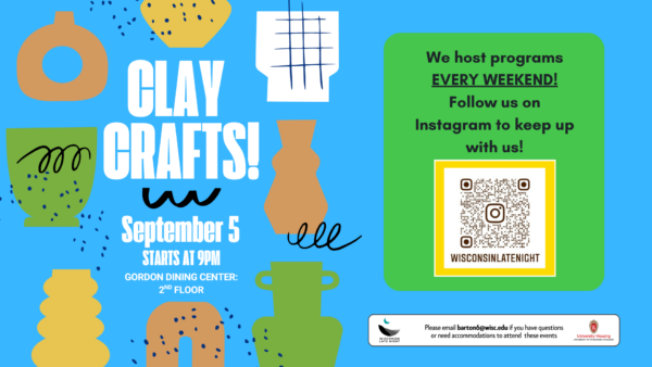 wisconsin late night clay crafts digitial event flyer