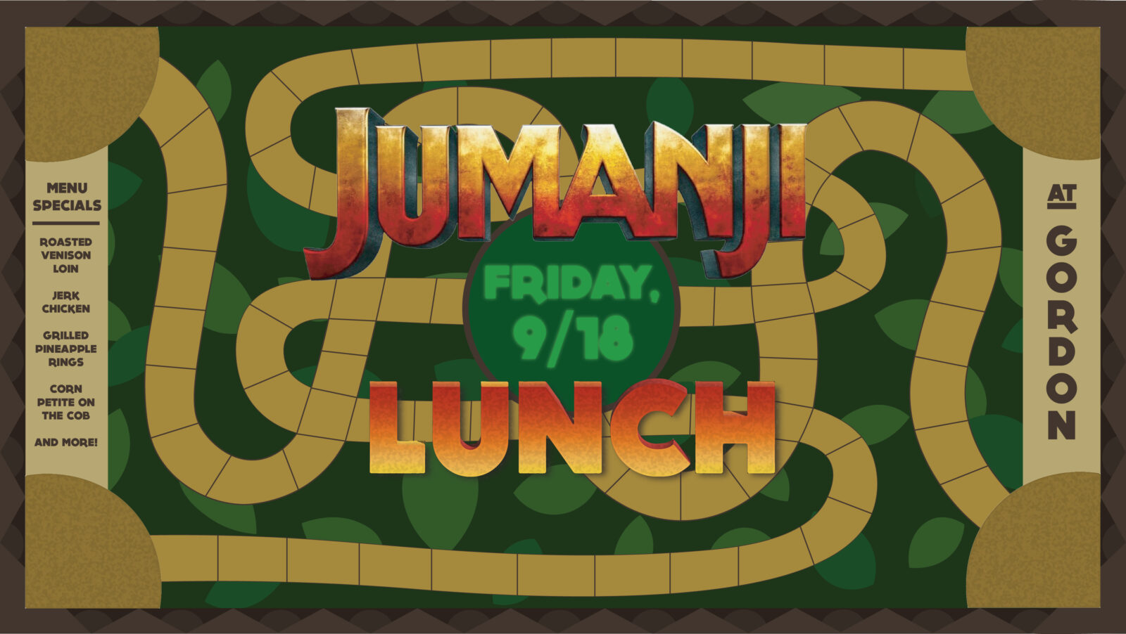 Jumanji lunch special event design
