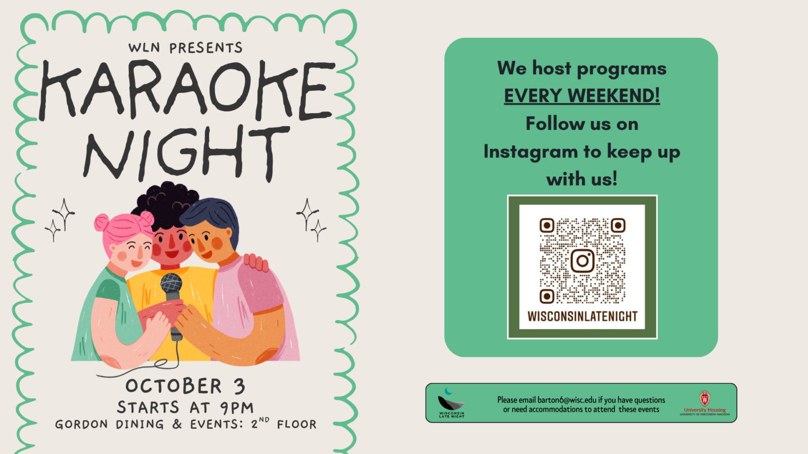 wisconsin late night digital karaoke night event flyer