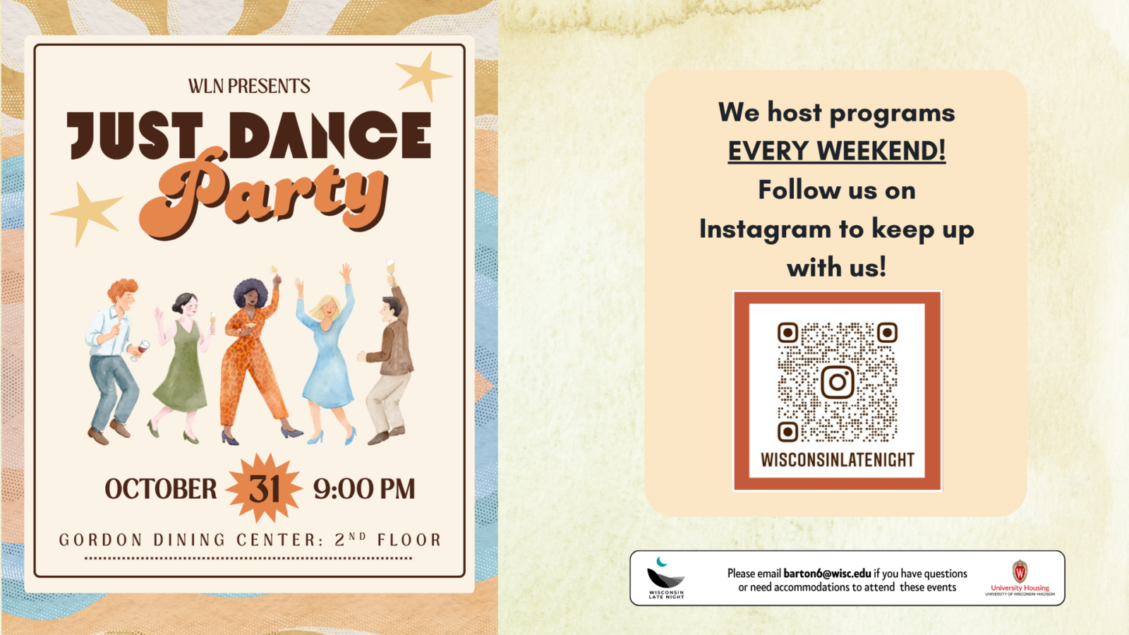 wisconsin late night just dance party digital event flyer