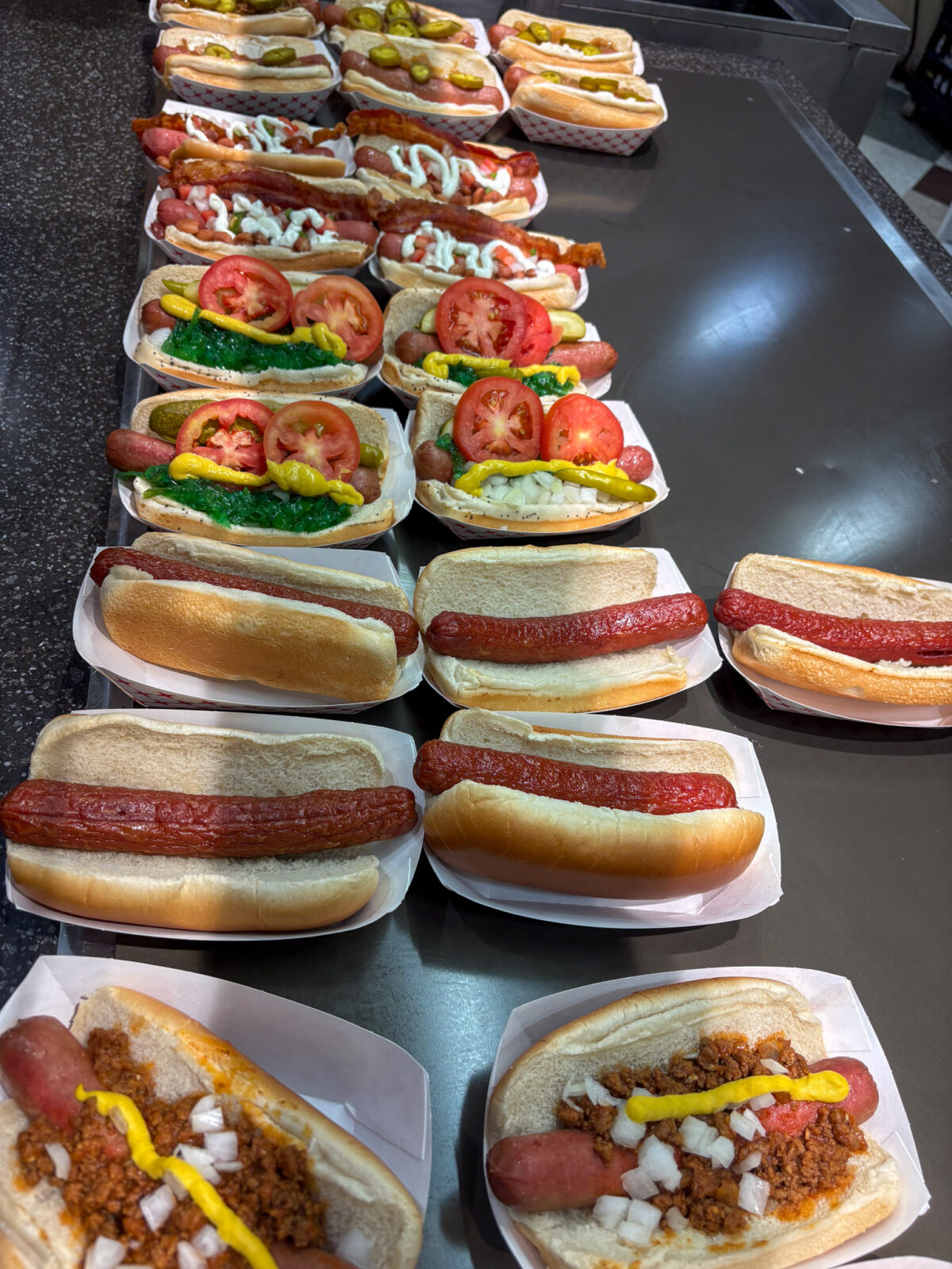 The lineup of all hot dogs